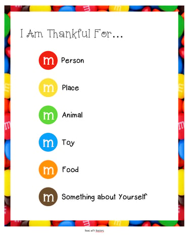 Color Key for M&M Gratitude Activity